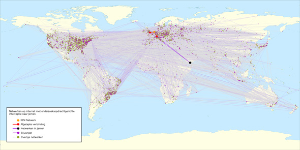 Bijvangst van aftappen tussen KPN en Yemen